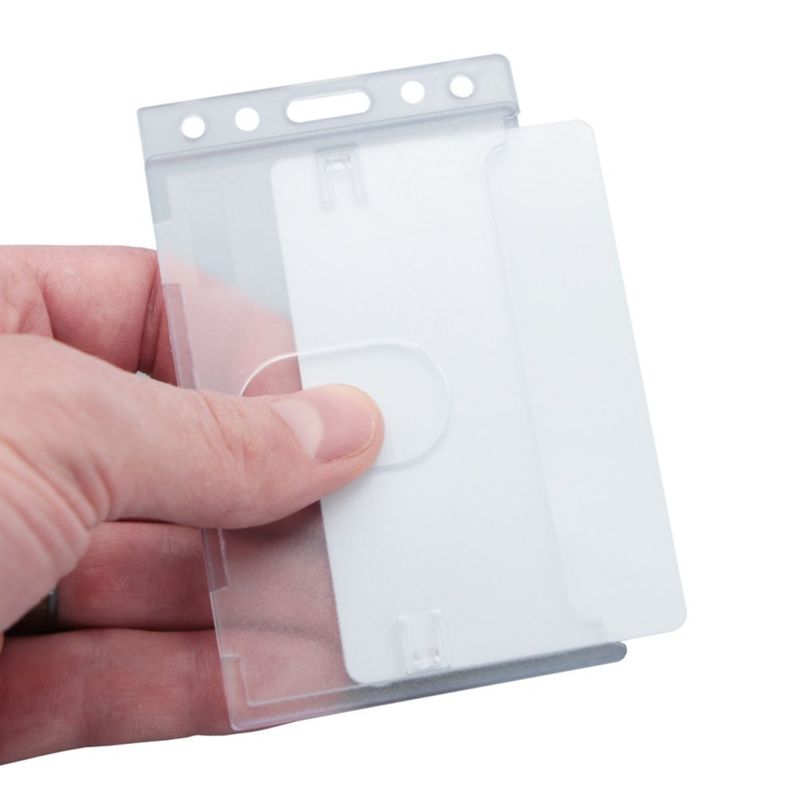 Dual-Sided Rigid Plastic ID Badge Holder Hold 2 ID Badges at Once