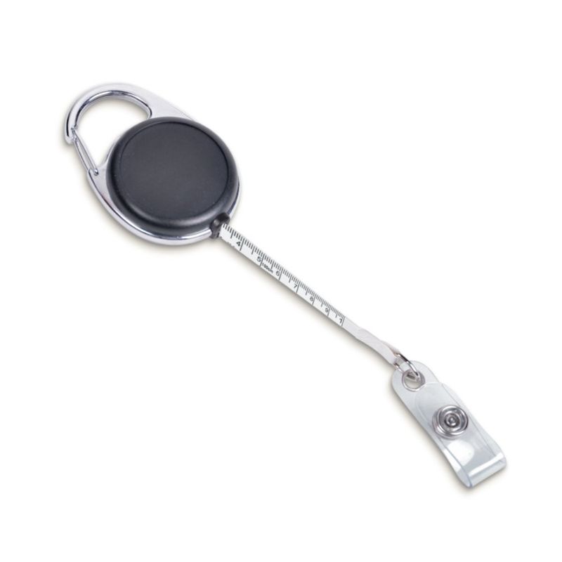 Retractable Badge Reel Black with Carabiner Belt Clip and Badge Holder -  Davson Sales