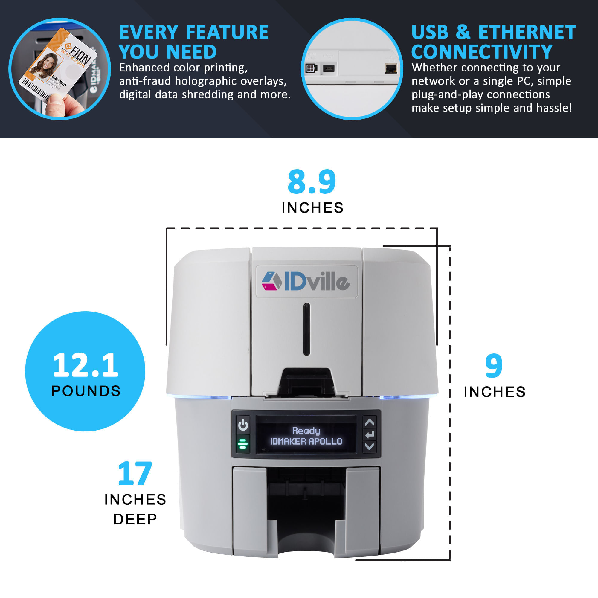 ID Maker Apollo - 2-Sided ID Card Printer - Complete System - IDville